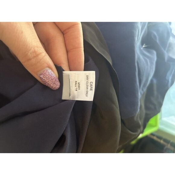 Madewell Color Block Silk Mini Dress Long Sleeves Blck & Blue Lined Sz S Zip - Picture 11 of 11